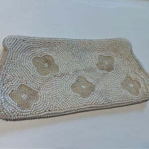 Vintage Elegant Cream Beaded Clutch